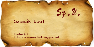 Szamák Ubul névjegykártya